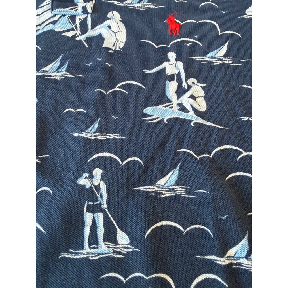 Polo Ralph Lauren Mens Classic Fit Surfer Polo Shirt M Navy Beach Preppy Casual - Picture 5 of 7